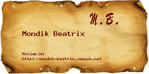 Mondik Beatrix névjegykártya